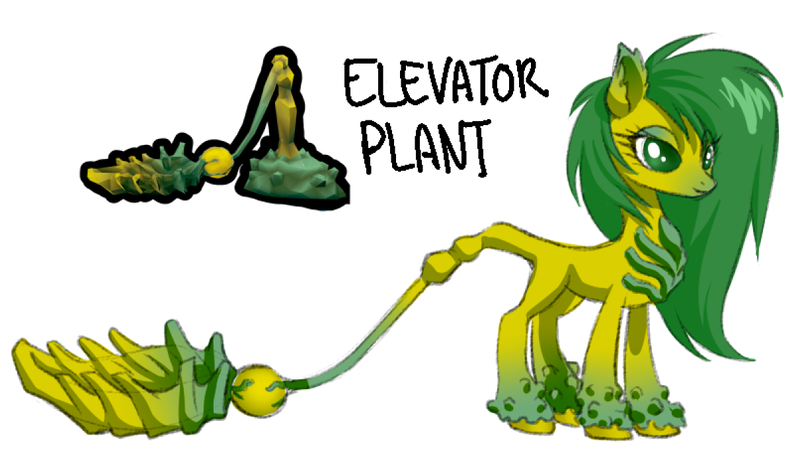 Size: 1210x689 | Tagged: safe, artist:wtfponytime, derpibooru import, ponified, alien, alien pony, original species, plant pony, pony, crossover, deep rock galactic, elevator plant, image, plant, png, simple background, solo, unshorn fetlocks, white background