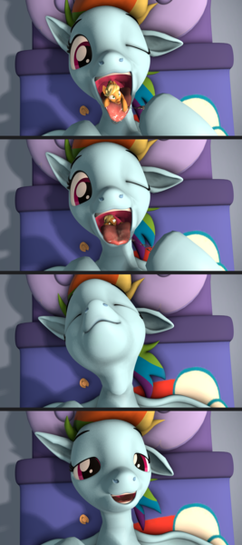 Size: 1920x4320 | Tagged: questionable, alternate version, artist:~stuffguy123, derpibooru import, edit, applejack, rainbow dash, pegasus, pony, 3d, appletini, bed, comic, commission, drool, drool string, esophagus, female, fetish, g4, image, lying down, macro, mawshot, micro, on back, one ear down, one eye closed, open mouth, oral invitation, png, preddash, preyjack, saliva puddle, salivating, slimy, source filmmaker, swallowing, taste buds, throat, tongue out, uvula, vore, wink