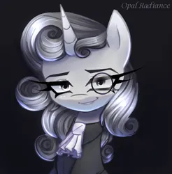 Size: 2800x2840 | Tagged: safe, artist:opal_radiance, derpibooru import, oc, oc:fatastico, pony, unicorn, female, grayscale, image, mare, monochrome, png, solo