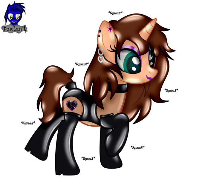 Size: 4608x4154 | Tagged: safe, artist:damlanil, derpibooru import, oc, oc:chloe adore, oc:ferb fletcher, pegasus, pony, unicorn, bdsm, bodysuit, bondage, boots, bound wings, clothes, collar, commission, costume, disguise, dominant, duo, encasement, eyeshadow, female, gloves, high heel boots, high heels, horn, image, latex, latex boots, latex gloves, latex socks, latex suit, leotard, lipstick, living clothes, living latex, living suit, makeup, male, mare, mask, masking, onomatopoeia, png, ponysuit, raised hoof, rubber, rubber suit, shiny, shoes, show accurate, simple background, skintight clothes, socks, stallion, suit, transparent background, trapped, vector, wings