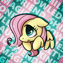 Size: 1000x1000 | Tagged: safe, artist:brella, derpibooru import, fluttershy, pegasus, pony, female, filly, filly fluttershy, image, png, solo, text, younger