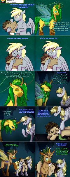 Size: 1502x3758 | Tagged: safe, artist:dapper-shiga, artist:sugar0612, derpibooru import, derpy hooves, doctor whooves, queen chrysalis, time turner, oc, oc:tantamount, changedling, changeling, pony, lovestruck derpy, image, png, purified chrysalis, tantamount time turner