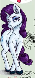 Size: 391x855 | Tagged: safe, artist:bruttas46, derpibooru import, rarity, pony, unicorn, /mlp/, 4chan, digital art, ear fluff, eyebrows, eyelashes, female, front view, g4, head tilt, hooves, image, makeup, mare, png, shading, shading practice, simple background, unamused