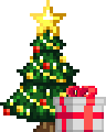 Size: 96x120 | Tagged: safe, artist:dialliyon, derpibooru import, oc, oc:anykoe, earth pony, animated, christmas, christmas lights, christmas tree, commission, earth pony oc, gif, holiday, image, loop, perfect loop, pixel art, present, simple background, transparent background, tree, ych animation, ych result, your character here