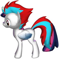 Size: 1370x1362 | Tagged: safe, derpibooru import, twilight sparkle, twilight sparkle (alicorn), oc, oc:solar eclipse, alicorn, pony, 3d, blue mane, conjoined, cyan mane, duo, duo male and female, female, folded wings, image, light skin, looking at you, looking left, male, mare, png, purple skin, red eyes, red mane, simple background, standing, transparent background, wings