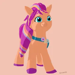 Size: 4320x4320 | Tagged: safe, artist:felisamafeles, derpibooru import, sunny starscout, earth pony, pony, g5, 2023, badge, bag, cute, digital art, holiday, image, looking at you, png, simple background, solo, sunnybetes, thanksgiving