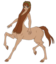 Size: 754x866 | Tagged: safe, artist:cdproductions66, artist:nypd, derpibooru import, oc, oc:jade verdi, unofficial characters only, centaur, monster girl, taur, base used, breasts, brown hair, centaurified, cleavage, ear piercing, earring, female, green eyes, hairband, hooves, human head, image, jewelry, missing cutie mark, piercing, png, raised hoof, raised hooves, simple background, solo, species swap, strategically covered, transparent background