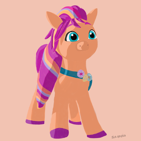 Size: 4320x4320 | Tagged: safe, artist:felisamafeles, derpibooru import, sunny starscout, earth pony, pony, g5, 2023, badge, bag, cute, digital art, holiday, image, looking at you, png, simple background, solo, sunnybetes, thanks