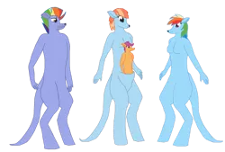 Size: 1280x864 | Tagged: safe, artist:mlp-headstrong, derpibooru import, bow hothoof, rainbow dash, scootaloo, windy whistles, anthro, kangaroo, adopted, adopted offspring, family, father and child, father and daughter, female, freckles, image, male, mother and child, mother and daughter, png, pouch, scootadoption, scootalove, siblings, sisters, smiling, species swap