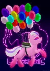 Size: 2480x3508 | Tagged: safe, artist:samenandsam, derpibooru import, earth pony, pony, g5, my little pony: a new generation, balloon, canter logic, colored hooves, eyes closed, floating, flying, high res, image, ivory cedar, male, model, modeling, png, simple background, solo, stallion