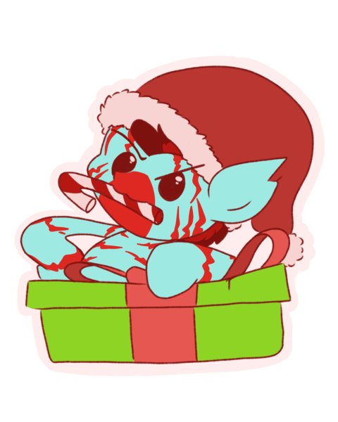 Size: 1600x2000 | Tagged: safe, artist:yamston, derpibooru import, oc, oc:lance greenfield, unofficial characters only, zebra, fanfic:living the dream, 2023, candy, candy cane, chibi, christmas, fanfic art, food, hat, holiday, image, png, present, red stripes, santa hat, simple background, solo, torn ear, transparent background, zebra oc