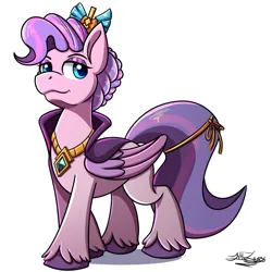 Size: 1000x1000 | Tagged: safe, artist:littletigressda, derpibooru import, queen haven, pegasus, pony, g5, my little pony: a new generation, crown, female, image, jewelry, mare, necklace, png, regalia, simple background, solo, unshorn fetlocks, white background