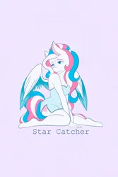 Size: 1365x2048 | Tagged: safe, artist:mscolorsplash, derpibooru import, star catcher, anthro, pegasus, plantigrade anthro, pony, g3, clothes, female, image, jpeg, mare, nightgown, sitting, solo, turned head