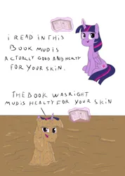 Size: 2000x2816 | Tagged: safe, artist:amateur-draw, derpibooru import, twilight sparkle, twilight sparkle (alicorn), alicorn, pony, book, covered in mud, female, image, magic, mare, mud, mud bath, muddy, png, simple background, solo, solo female, wet and messy, white background