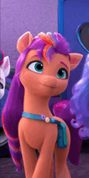 Size: 542x1080 | Tagged: safe, derpibooru import, editor:maonyman, screencap, izzy moonbow, sunny starscout, zipp storm, earth pony, pony, g5, my little pony: make your mark, spoiler:g5, spoiler:my little pony: make your mark, spoiler:my little pony: make your mark chapter 6, spoiler:mymc06e01, animated, blinking, cute, female, i watch it for the ears, image, isle of scaly, mare, my little pony: make your mark chapter 6, no sound, smiling, solo, standing, sunnybetes, the isle of scaly, webm