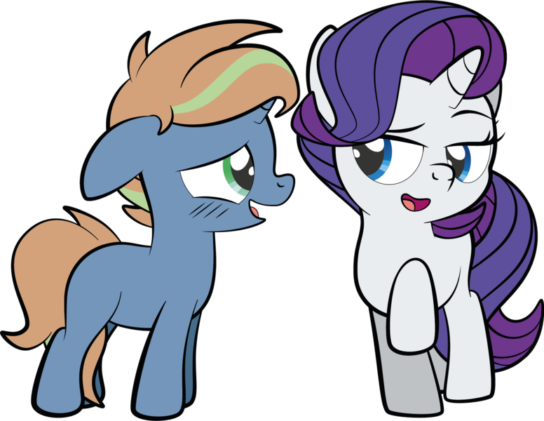 Size: 1920x1484 | Tagged: safe, artist:alexdti, derpibooru import, rarity, oc, oc:brainstorm (alexdti), pony, blushing, colt, female, filly, filly rarity, foal, image, male, png, simple background, transparent background, younger