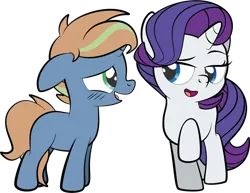 Size: 1920x1484 | Tagged: safe, artist:alexdti, derpibooru import, rarity, oc, oc:brainstorm (alexdti), pony, blushing, colt, female, filly, filly rarity, foal, image, male, png, simple background, transparent background, younger