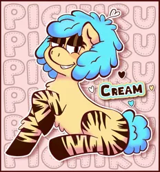 Size: 1901x2048 | Tagged: safe, artist:pichiru__, derpibooru import, oc, oc:cream, earth pony, pony, zebra, image, jpeg, photo, solo