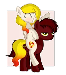 Size: 2105x2395 | Tagged: safe, derpibooru import, oc, oc:starfyre, pegasus, pony, eyes closed, grin, image, png, riding, riding a pony, show accurate, simple background, smiling, unamused, white background, wingless