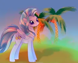 Size: 2500x2036 | Tagged: safe, derpibooru import, silverstream, classical hippogriff, hippogriff, derpibooru exclusive, female, folded wings, g4, image, looking at you, outdoors, png, smiling, smiling at you, solo, tail, tree, wings