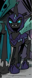 Size: 193x473 | Tagged: artist needed, safe, derpibooru import, idw, unnamed character, changeling, the return of queen chrysalis, spoiler:comic, spoiler:comic03, advertisement, armor, changeling officer, g4, heavily armored changeling, idw advertisement, image, official comic, png, unnamed changeling