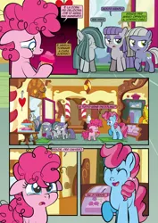 Size: 1920x2715 | Tagged: safe, artist:alexdti, derpibooru import, cup cake, igneous rock pie, limestone pie, marble pie, maud pie, pinkie pie, earth pony, pony, comic:how we met (italian), comic, eating, female, filly, filly limestone pie, filly marble pie, filly maud pie, filly pinkie pie, foal, food, image, italian, jpeg, offscreen character, teary eyes, younger