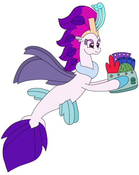 Size: 2229x2806 | Tagged: safe, artist:supahdonarudo, derpibooru import, queen novo, seapony (g4), series:novoember, my little pony: the movie, bouquet, coral, flower, g4, holding, image, png, simple background, transparent background