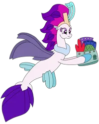 Size: 2229x2806 | Tagged: safe, artist:supahdonarudo, derpibooru import, queen novo, seapony (g4), series:novoember, my little pony: the movie, bouquet, coral, flower, g4, holding, image, png, simple background, transparent background