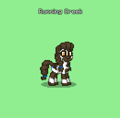 Size: 391x385 | Tagged: safe, derpibooru import, oc, oc:running creek, unofficial characters only, earth pony, pony, pony town, bow, braid, braided pigtails, braided ponytail, braided tail, coat markings, earth pony oc, female, green background, hair bow, image, mare, paint, pigtails, pinto, png, ponytail, simple background, solo, spots, tail