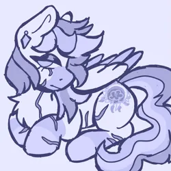 Size: 1919x1919 | Tagged: safe, artist:catponything, derpibooru import, oc, oc:sunlight, unofficial characters only, pegasus, pony, blue background, chest fluff, commission, ear piercing, earring, eyeshadow, female, image, jewelry, lidded eyes, makeup, mare, monochrome, pegasus oc, piercing, png, scar, simple background, sketch, solo, tail, trans female, transgender, wings