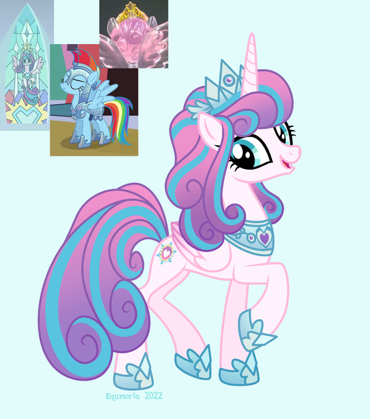 Size: 1911x2166 | Tagged: safe, artist:equmoria, derpibooru import, princess flurry heart, rainbow dash, alicorn, pony, armor, base used, concave belly, crown, crystal guard armor, design, female, hoof shoes, image, jewelry, mare, older, older flurry heart, peytral, png, princess shoes, regalia, slim, thin