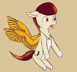 Size: 1890x1757 | Tagged: safe, anonymous artist, derpibooru import, rocky riff, pegasus, pony, g5, colored sketch, floppy ears, flying, image, jewelry, male, necklace, open mouth, png, shocked, shocked expression, simple background, sketch, solo, spread wings, stallion, wings