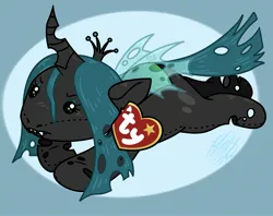 Size: 2263x1793 | Tagged: safe, derpibooru import, queen chrysalis, changeling, changeling queen, beanie (plushie), ear tag, female, image, jpeg, plushie, solo