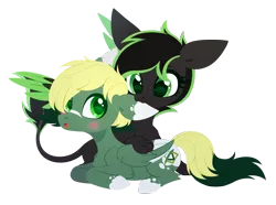 Size: 3199x2383 | Tagged: safe, artist:belka-sempai, derpibooru import, oc, oc:eytlin, oc:inex code, unofficial characters only, pegasus, pony, sphinx, biting, blushing, colored wings, colored wingtips, duo, duo male and female, female, image, male, pegasus oc, png, simple background, sphinx oc, tail, transparent background, two toned mane, two toned tail, two toned wings, wings