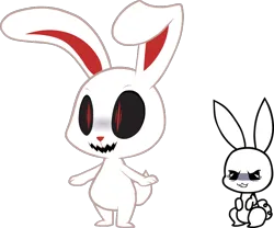 Size: 806x670 | Tagged: safe, alternate version, artist:tarkan809, derpibooru import, angel bunny, chikn nuggit, derpibooru exclusive, duo, evil, evil grin, g4, grin, image, iscream, png, show accurate, simple background, smiling, style comparison, style emulation, transparent background