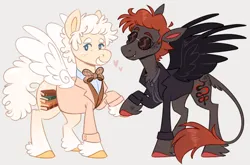 Size: 640x423 | Tagged: safe, artist:serendippertyy, derpibooru import, ponified, pegasus, pony, aziraphale, clothes, crossover, crowley, good omens, image, jpeg, leonine tail, simple background, tail