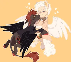 Size: 1168x1024 | Tagged: safe, artist:serendippertyy, derpibooru import, ponified, pegasus, pony, aziraphale, blushing, clothes, crossover, crowley, fangs, flying, freckles, good omens, image, jpeg, leonine tail, tail, unshorn fetlocks