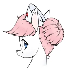 Size: 1850x1980 | Tagged: safe, artist:aquaticvibes, derpibooru import, nurse redheart, earth pony, pony, aside glance, bust, female, hair bun, hat, image, looking at you, mare, no pupils, nurse hat, png, portrait, sideways glance, simple background, smiling, smiling at you, solo, white background