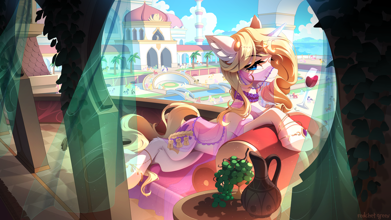 Size: 3000x1687 | Tagged: safe, artist:redchetgreen, derpibooru import, oc, unofficial characters only, pony, unicorn, horn, image, png, solo, unicorn oc