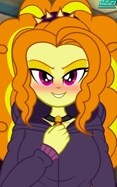 Size: 1257x2000 | Tagged: questionable, artist:uzzi-ponydubberx, adagio dazzle, equestria girls, rainbow rocks, animated, bangs, big breasts, blushing, breasts, busty adagio dazzle, clothes, dark nipples, exhibitionism, exposed breasts, flashing boobs, gif, image, jacket, looking at you, smiling, smiling at you, solo, spiked headband, wide eyes