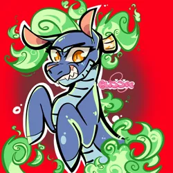 Size: 2048x2048 | Tagged: safe, artist:blissee, derpibooru import, them's fightin' herds, baihe (tfh), community related, image, jpeg, red background, simple background