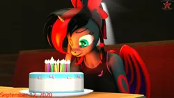 Size: 1920x1080 | Tagged: safe, artist:krasny noctali, ponerpics import, oc, oc:krasny noctali, unofficial characters only, anthro, 3d, birthday cake, breasts, cake, clothes, food, image, jpeg