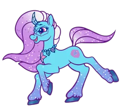 Size: 4568x4000 | Tagged: safe, artist:wtfponytime, derpibooru import, pony, g2, g5, auroricorn, comet (g5), g5 to g2, generation leap, glasses, horn, horn jewelry, image, jewelry, necklace, png, prancing, simple background, smiling, solo, spakrly tail, sparkly, sparkly hooves, sparkly mane, transparent background, unshorn fetlocks, walking