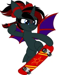 Size: 3227x4096 | Tagged: safe, artist:jhayarr23, ponerpics import, oc, oc:krasny noctali, unofficial characters only, pony, female, image, jpeg, mare, skateboard