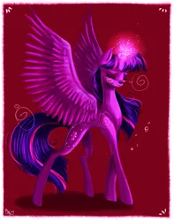 Size: 4167x5300 | Tagged: safe, artist:kamikami1234, derpibooru import, twilight sparkle, twilight sparkle (alicorn), alicorn, pony, concave belly, female, image, long legs, magic, mare, png, quadrupedal, slim, solo, spread wings, standing, tall, thin, wings