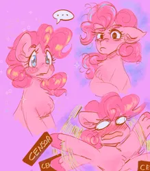 Size: 3072x3500 | Tagged: safe, artist:mimiporcellini, derpibooru import, pinkie pie, earth pony, pony, blushing, censor bar, censored, chest fluff, doodle, female, image, png, solo, unshorn fetlocks