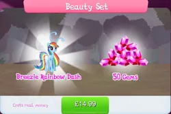 Size: 1274x852 | Tagged: safe, derpibooru import, official, rainbow dash, breezie, antennae, breeziefied, bundle, costs real money, english, female, gameloft, gem, image, jpeg, mobile game, my little pony: magic princess, numbers, rainbow breez, sale, solo, solo focus, species swap, text, wings