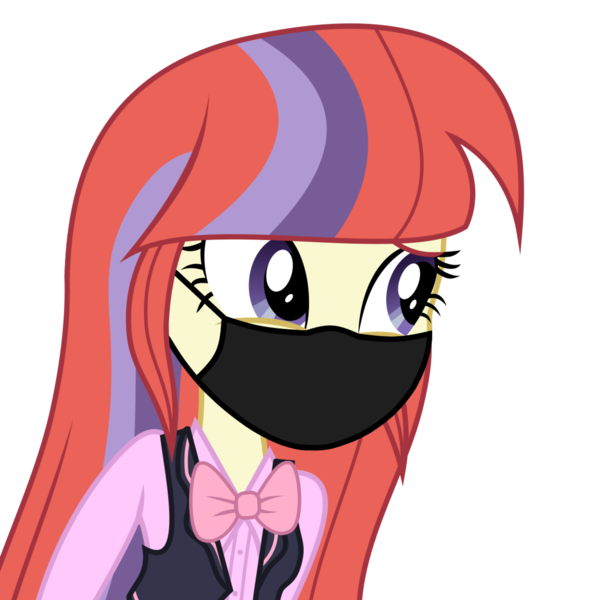 Size: 5940x5940 | Tagged: safe, artist:brokenadam, artist:limedazzle, ponerpics import, ponybooru import, moondancer, human, equestria girls, alternate universe, bow, coronavirus, covid-19, face mask, humanized, image, long sleeves, mask, nervous laugh, png, red hair