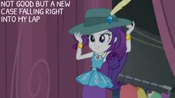 Size: 2000x1125 | Tagged: safe, derpibooru import, edit, edited screencap, editor:quoterific, screencap, rarity, equestria girls, equestria girls series, rarity investigates: the case of the bedazzled boot, image, png, solo
