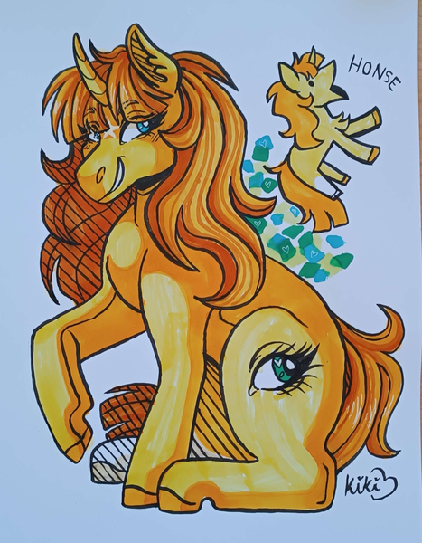 Size: 1800x2311 | Tagged: safe, artist:kikirdcz, derpibooru import, oc, oc:ayza, pony, unicorn, series:my little honses, female, image, mare, png, solo, traditional art